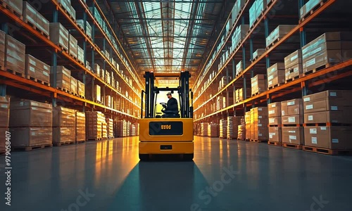 Forklift in Warehouse