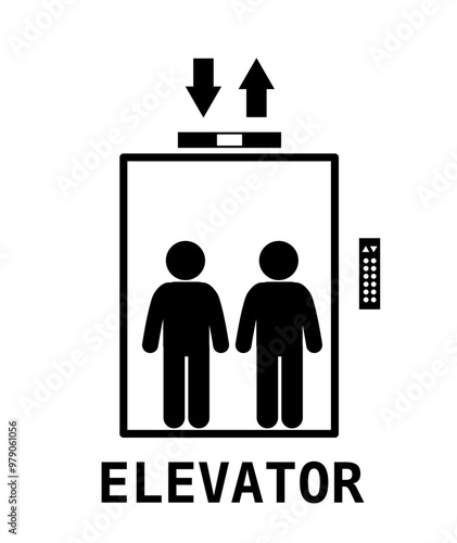 illustration of a person riding an elevator