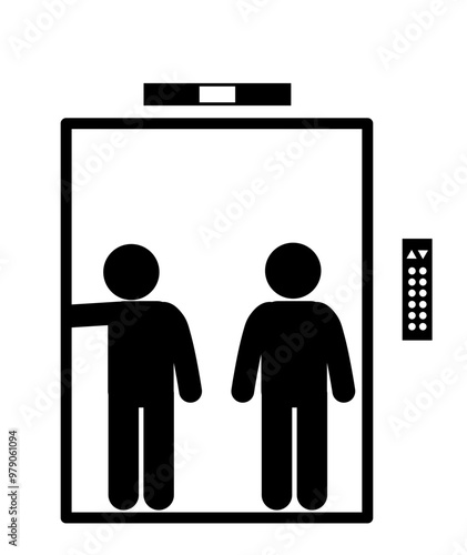 illustration of a person riding an elevator