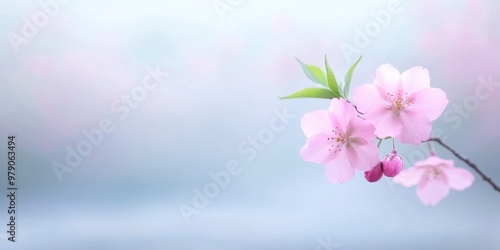 gorgeous pink blossoms above the hazy landscape