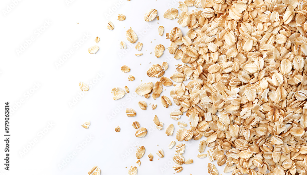 oat flakes isolated on white background. Top view oat flakes isolated on white background. Top view