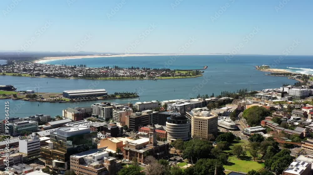 Newcastle city CBD and Pacific ocean waterfront – aerial cityscape in Australia 4k.
Newcastle city CBD and Pacific ocean waterfront – aerial cityscape in Australia 4k.