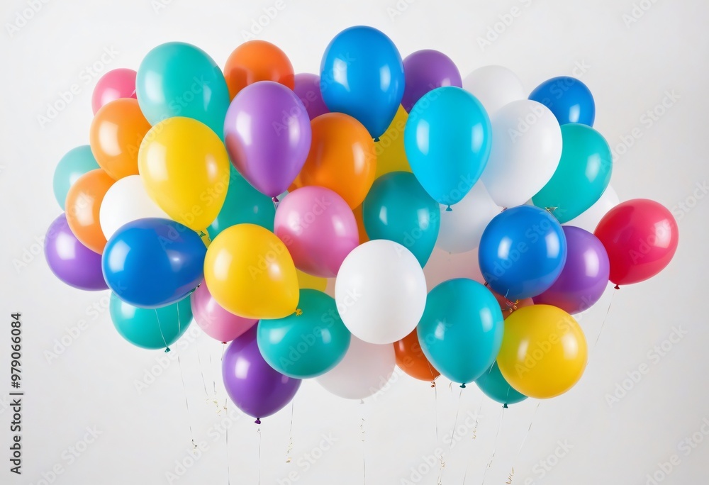 Brightly Colored Balloons on a White Background Brightly Colored Balloons on a White Background
