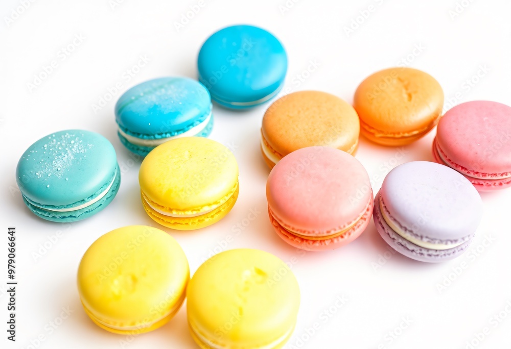 Rainbow Macarons on a White Background Rainbow Macarons on a White Background