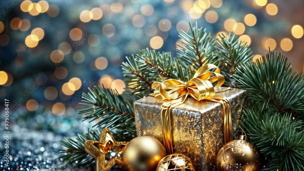 Sparkling Christmas Gift Under a Winter Snowfall Sparkling Christmas Gift Under a Winter Snowfall