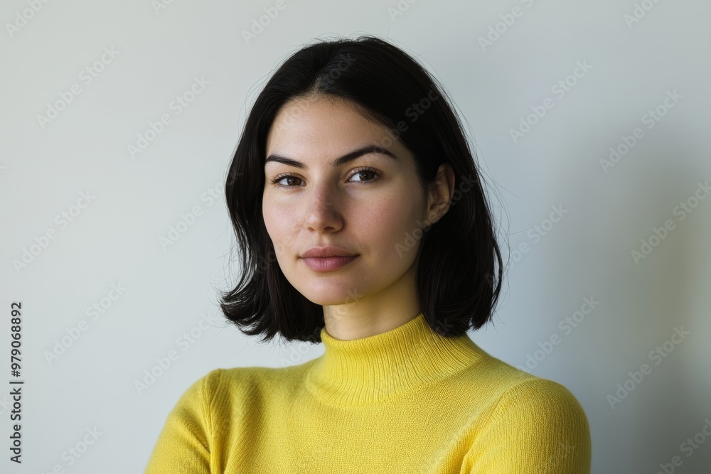An attractive brunette teen girl stands over a white background. An attractive brunette teen girl stands over a white background.