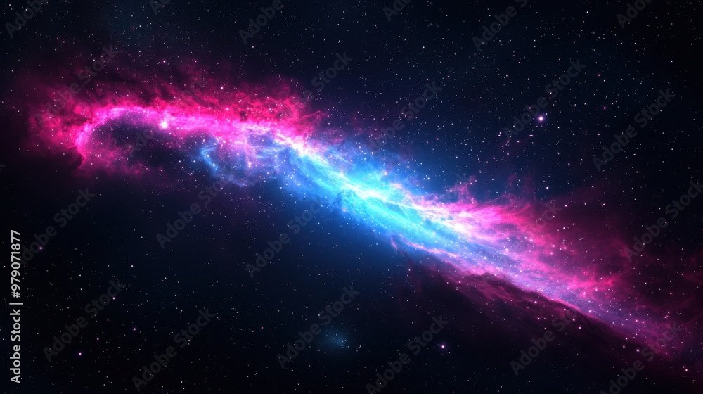 Obraz premium Cosmic Nebula with Pink and Blue Colors Space Background Galaxy Stars Astronomy Night
