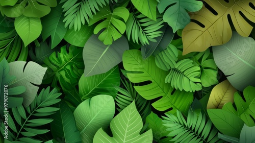 Illustrate a lush forest canopy from a high-angle view aerial perspective, emphasizing the play of light and shadow among the leaves in a realistic style