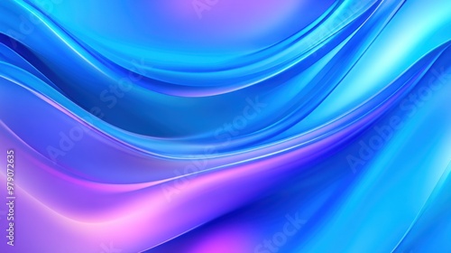 A smooth, abstract design featuring flowing waves in shades of blue and purple.