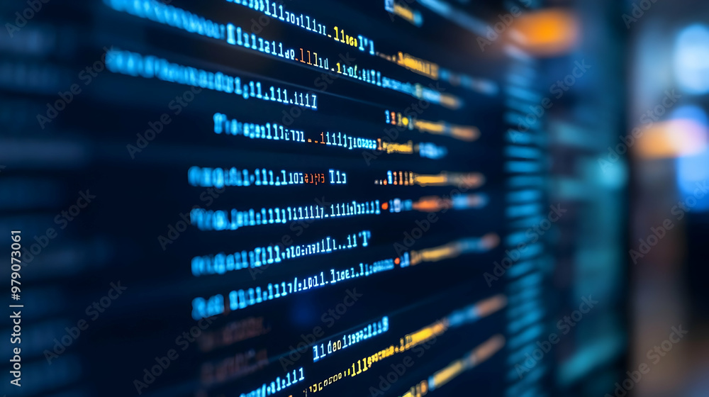 A Close-Up View of a Computer Screen Displaying Lines of Code in a Blue and Yellow Color Scheme, Representing the Complex World of Programming and Software Development A Close-Up View of a Computer Screen Displaying Lines of Code in a Blue and Yellow Color Scheme, Representing the Complex World of Programming and Software Development