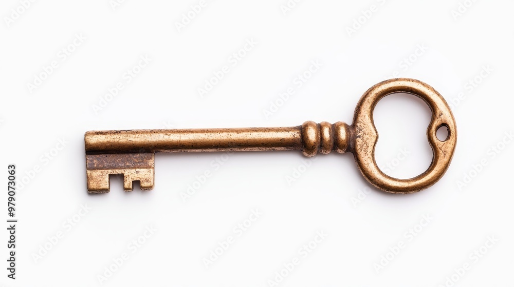 Produce a close-up shot of a mysterious antique key, embracing warm, soft lighting with striking shadows Produce a close-up shot of a mysterious antique key, embracing warm, soft lighting with striking shadows