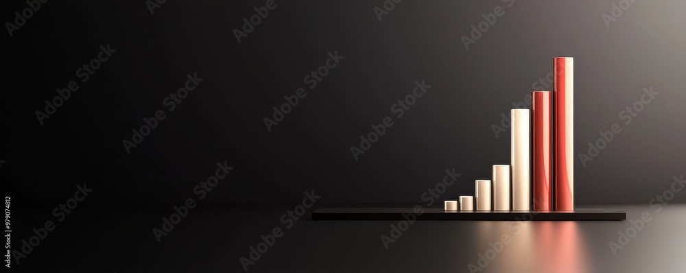 Obraz premium A sleek bar graph displays growth trends in a modern design, highlighting progress with bold colors against a dark background.