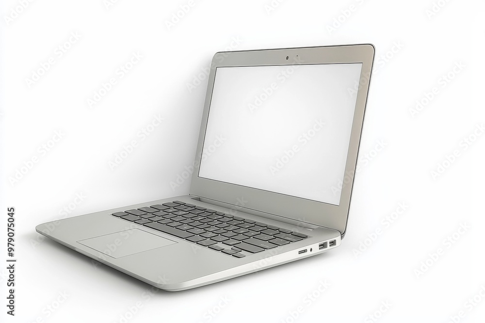 Laptop Mockup on Isolated white background created with Generative AI Laptop Mockup on Isolated white background created with Generative AI