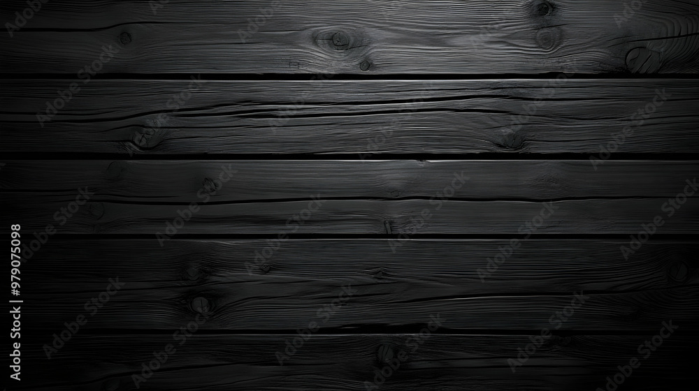 Naklejka premium Dark Wood Plank Texture with a Subtle Light Pattern and Knots for Background Use