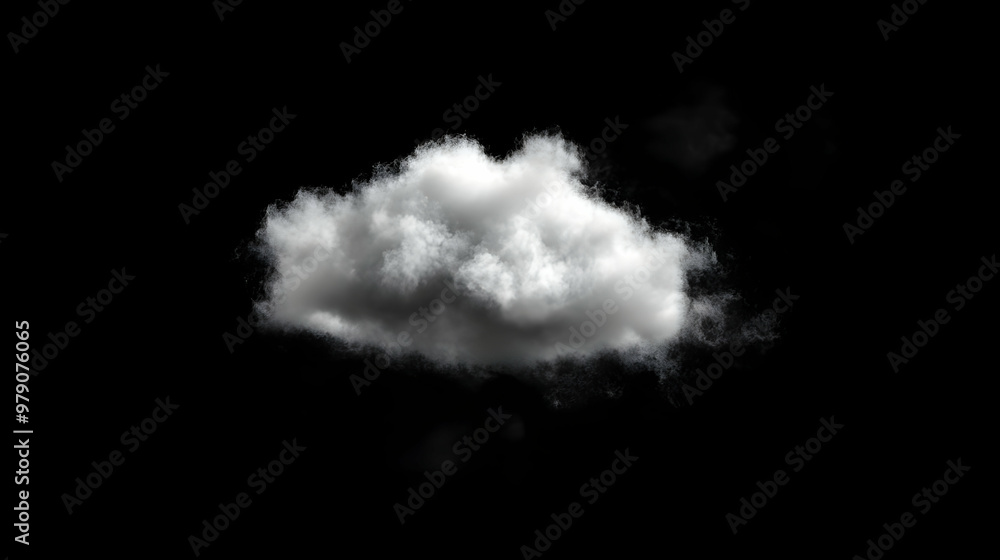 Single White Cloud Floating Against a Black Background, a 3D Rendered Image for Digital Art and Graphic Design Single White Cloud Floating Against a Black Background, a 3D Rendered Image for Digital Art and Graphic Design
