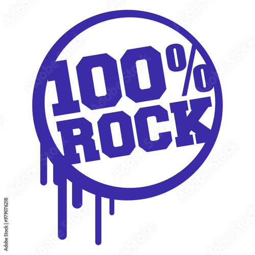 100 % Percent Rock Heavy Metal Music Text Logo Design Lover Art Vector Illustration Card T-Shirt Poster Sticker Graphic Print Decorative Drawing Isolated Logo Decoration Symbol Creative Cool Style
