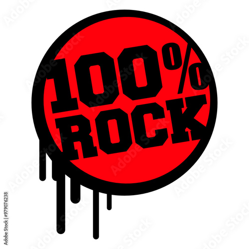 100 % Percent Rock Heavy Metal Music Text Logo Design Lover Art Vector Illustration Card T-Shirt Poster Sticker Graphic Print Decorative Drawing Isolated Logo Decoration Symbol Creative Cool Style
