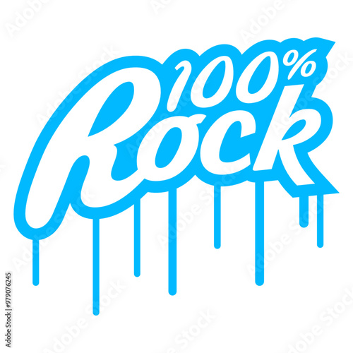 100 % Percent Rock Heavy Metal Music Text Logo Design Lover Art Vector Illustration Card T-Shirt Poster Sticker Graphic Print Decorative Drawing Isolated Logo Decoration Symbol Creative Cool Style
