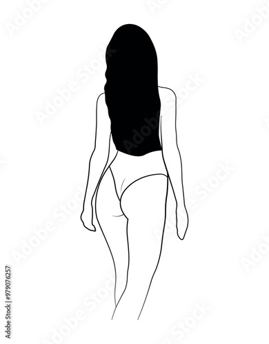 woman ass butt black and white hand drawing