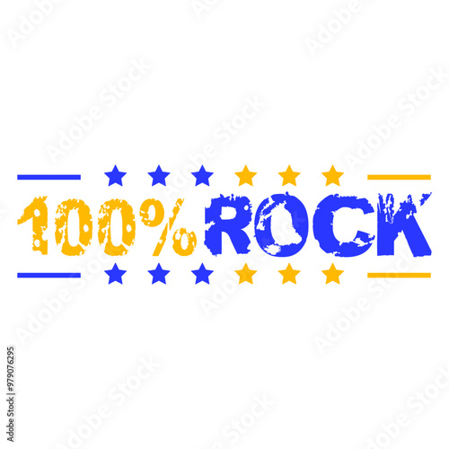 100 % Percent Rock Heavy Metal Music Text Logo Design Lover Art Vector Illustration Card T-Shirt Poster Sticker Graphic Print Decorative Drawing Isolated Logo Decoration Symbol Creative Cool Style
