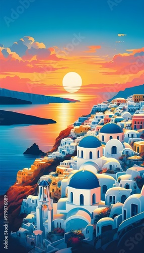 Santorini Sunset - A Glimpse of Greek Paradise