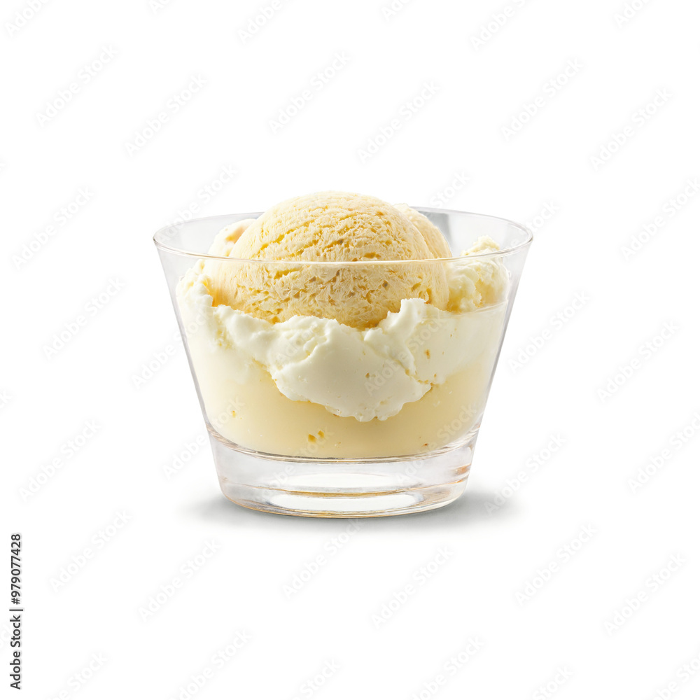 Tavuk göğsü dondurma chicken breast ice cream in a clear glass cup Tavuk göğsü dondurma chicken breast ice cream in a clear glass cup