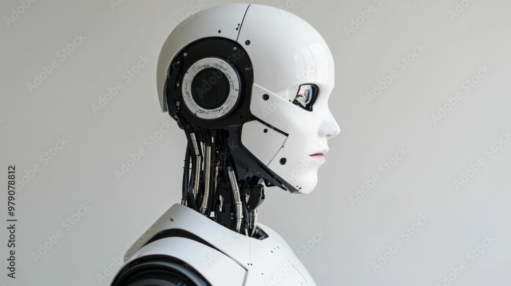 Close up portrait of an advanced humanoid robot with a digital face displaying a range of emotional expressions This futuristic Close up portrait of an advanced humanoid robot with a digital face displaying a range of emotional expressions This futuristic