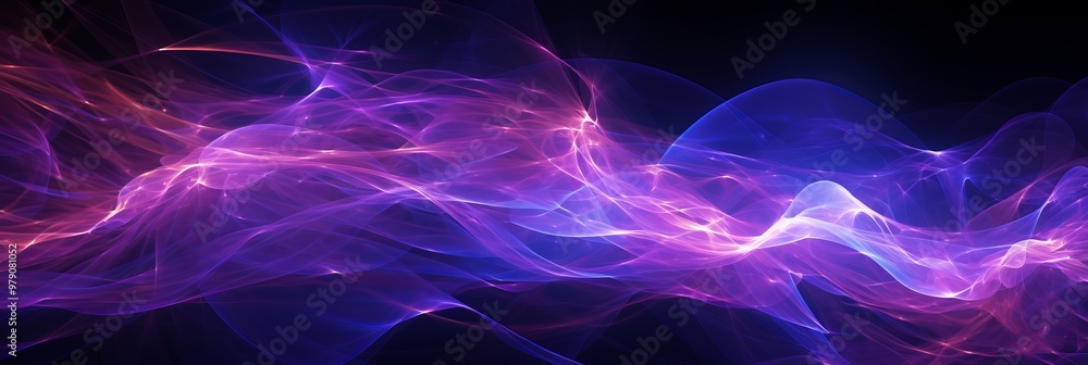 Swirling abstract patterns of purple and blue light against a dark backdrop at night Swirling abstract patterns of purple and blue light against a dark backdrop at night
