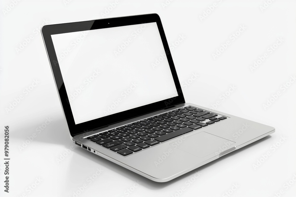 Laptop Mockup on Isolated white background created with Generative AI Laptop Mockup on Isolated white background created with Generative AI