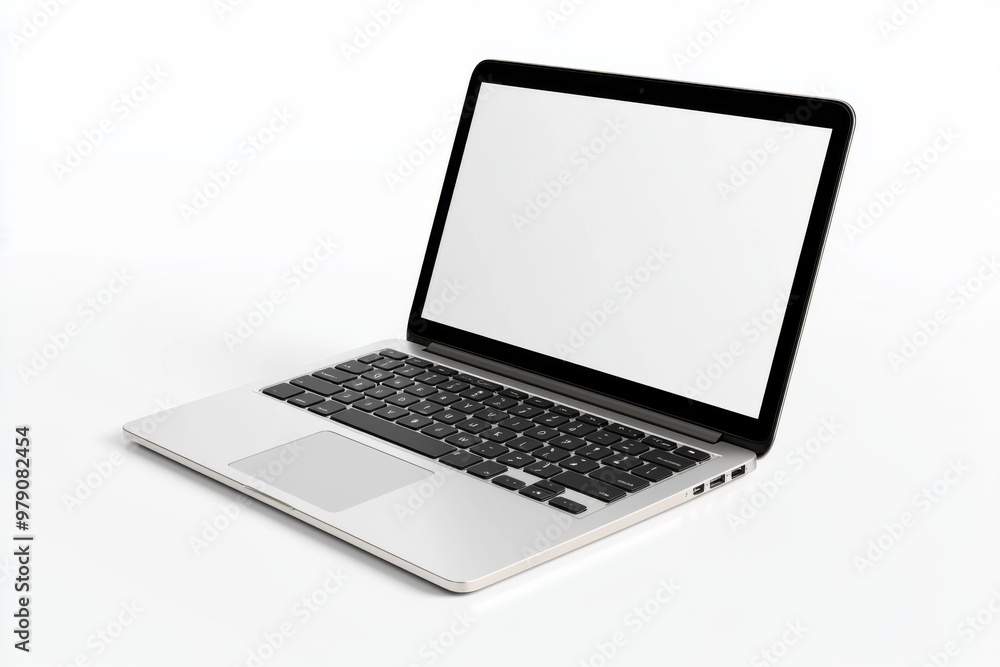 Laptop Mockup on Isolated white background created with Generative AI Laptop Mockup on Isolated white background created with Generative AI