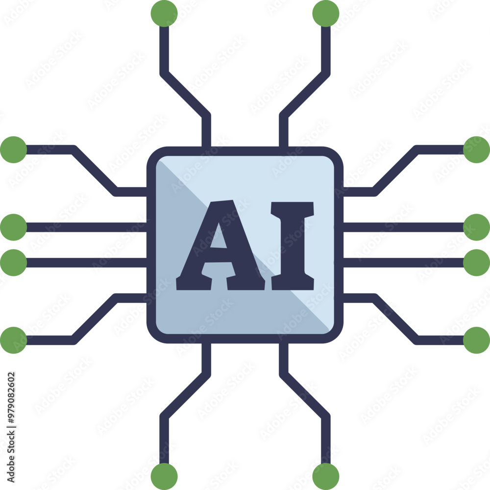 AI icon on a chip, symbolizing artificial intelligence technology. AI icon on a chip, symbolizing artificial intelligence technology.