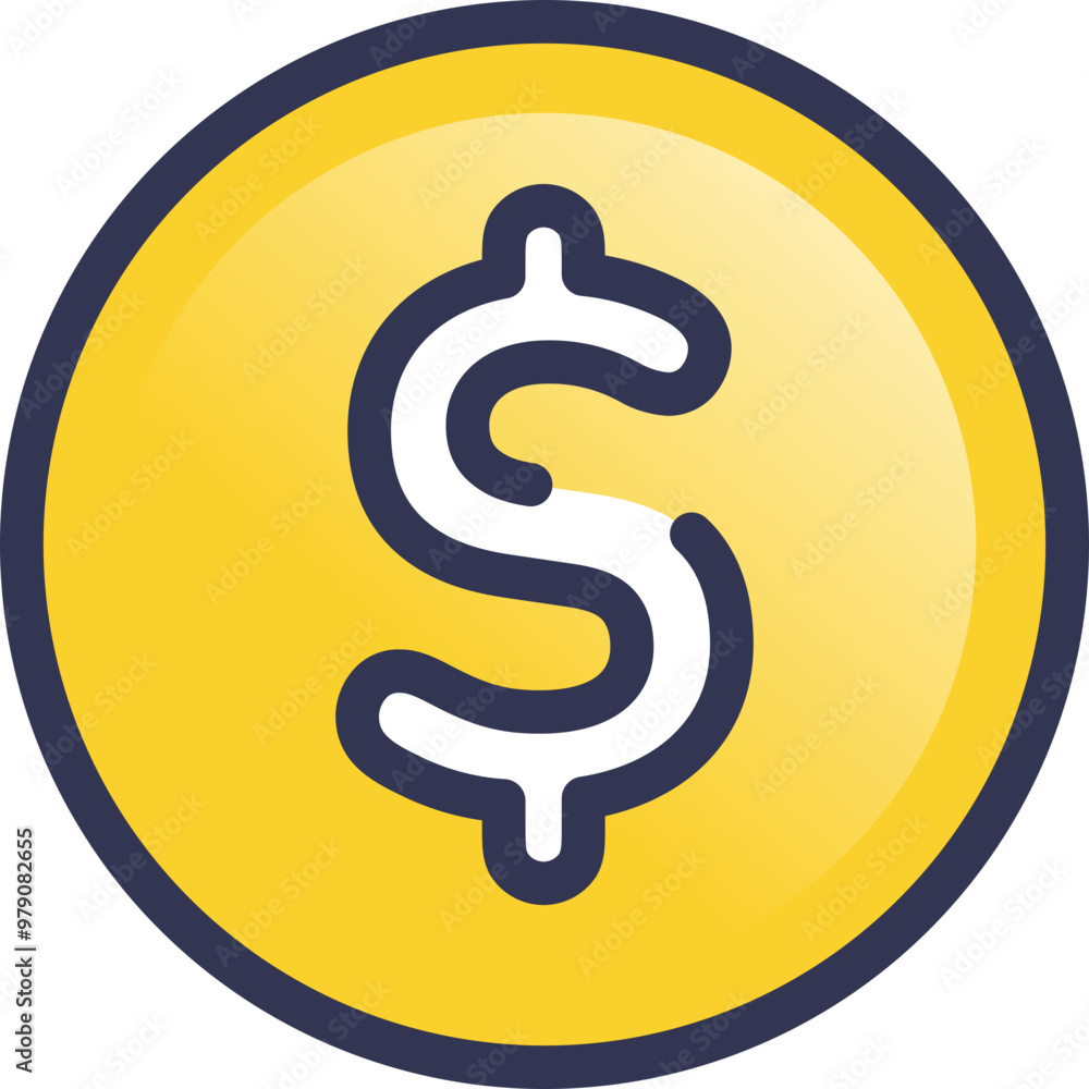 Golden coin with a bold dollar sign, symbolizing currency, finance, and wealth. Golden coin with a bold dollar sign, symbolizing currency, finance, and wealth.