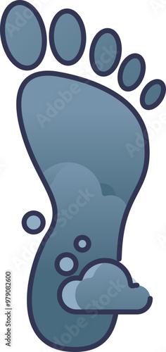 Icon of a footprint with cloud, symbolizing ecological impact.