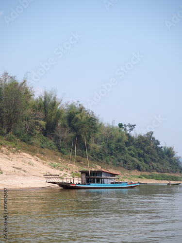 boat in the Mekong River, Laos