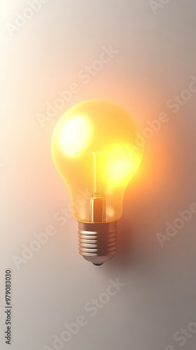 A glowing light bulb emitting warm light against a soft background.