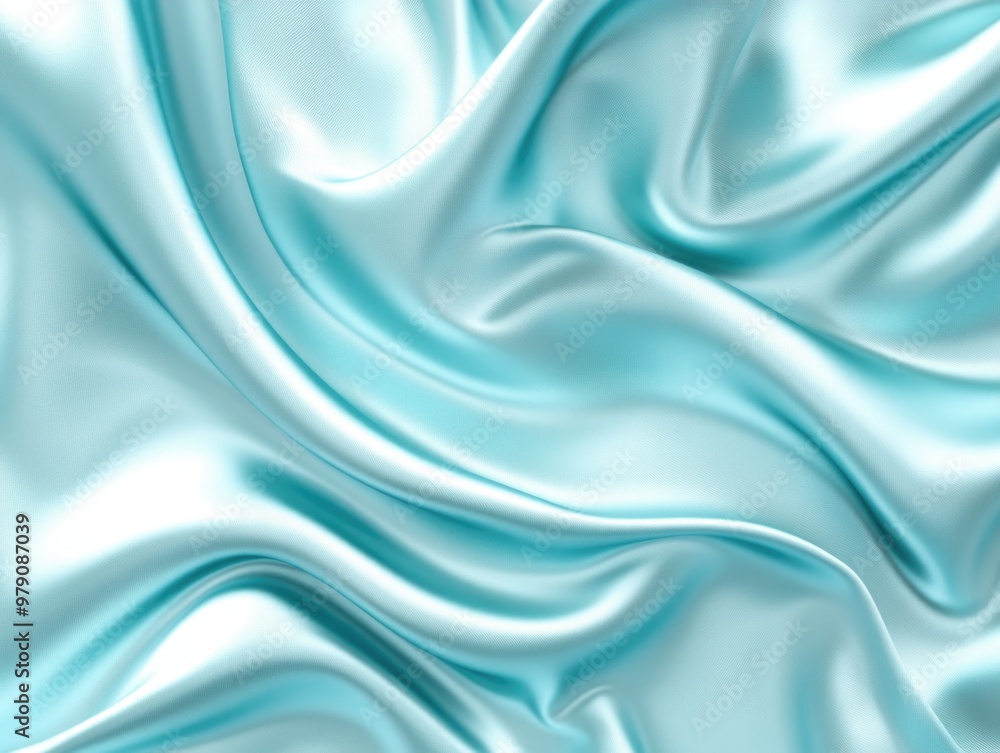 Naklejka premium Blue satin fabric close-up