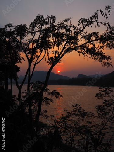 sunset from luang prabang, laos
