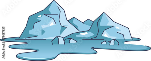Melting icebergs and glaciers symbolizing climate change and global warming.