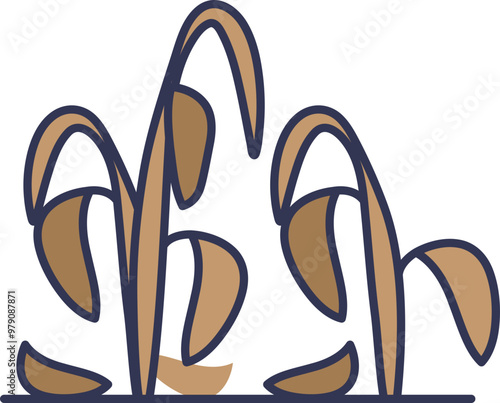 Illustration of withering plants with drooping leaves, symbolizing drought and lack of water.