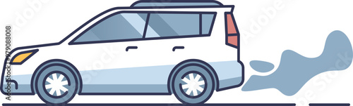 Illustration of a car emitting exhaust fumes, highlighting vehicle pollution and environmental impact.
