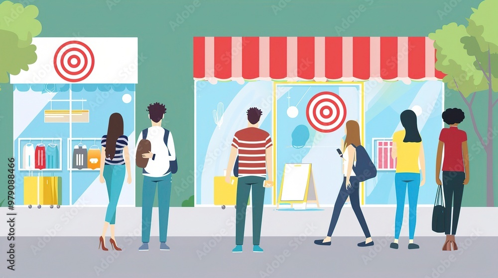 A visual representation focusing on the target customers. There are people from different walks of life, with distinct appearances and styles A visual representation focusing on the target customers. There are people from different walks of life, with distinct appearances and styles