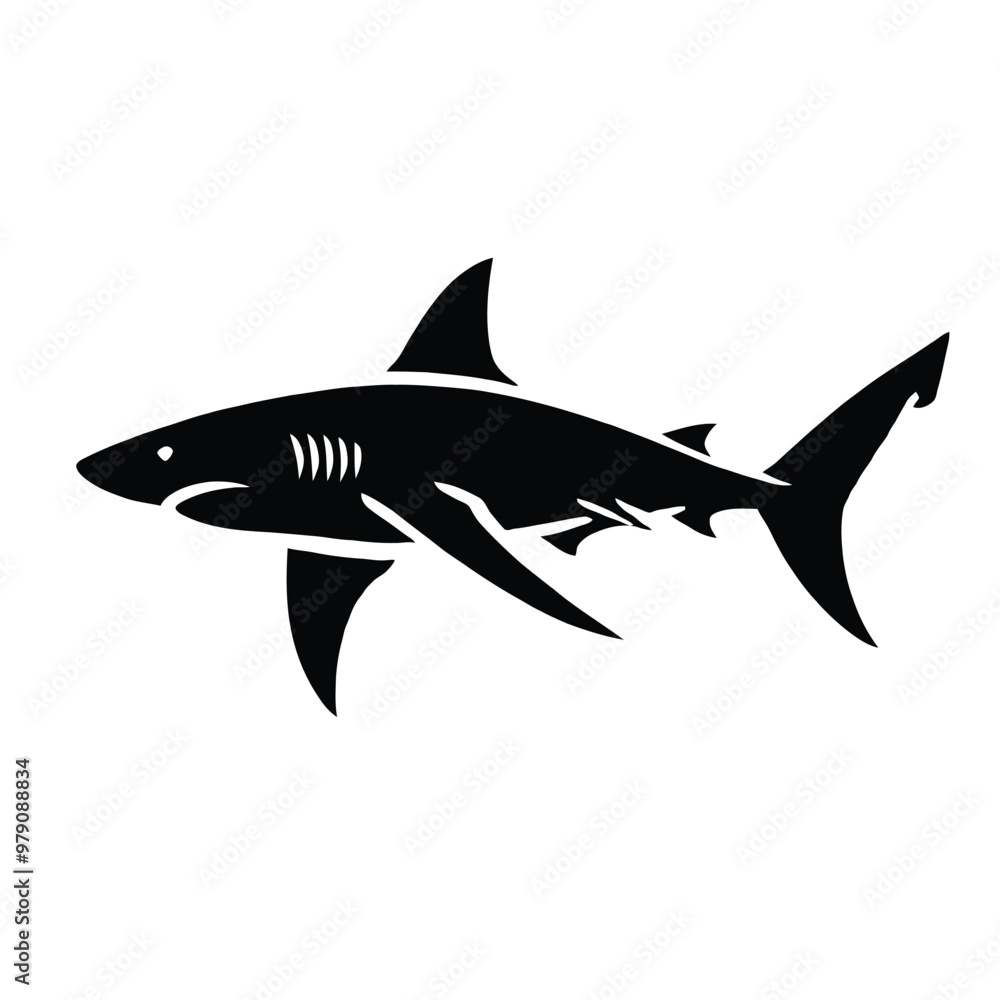 Obraz premium Shark Silhouette Swimming