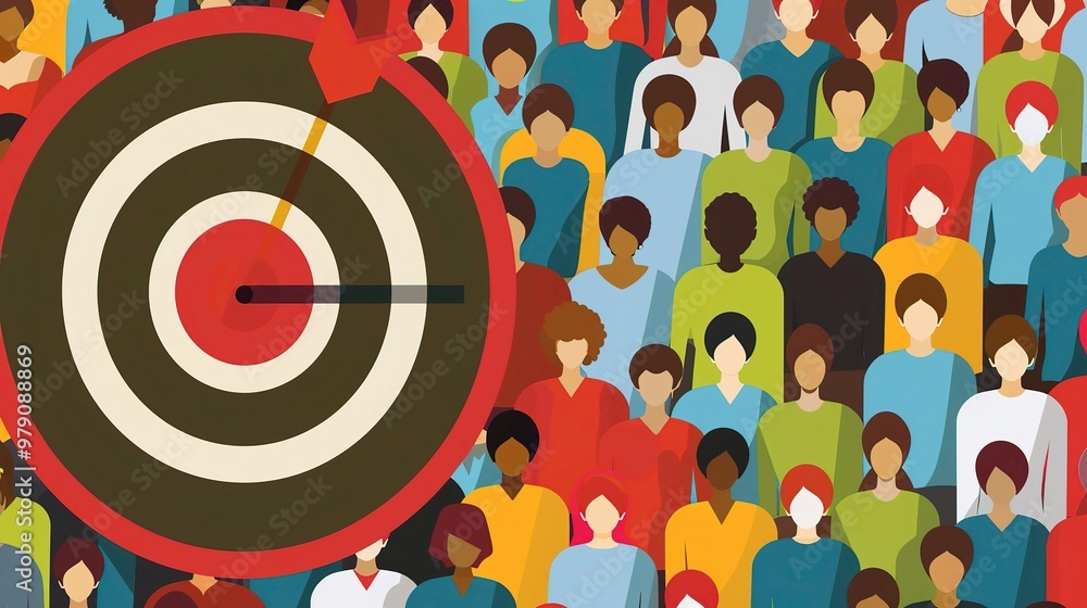 A visual representation focusing on the target customers. There are people from different walks of life, with distinct appearances and styles A visual representation focusing on the target customers. There are people from different walks of life, with distinct appearances and styles