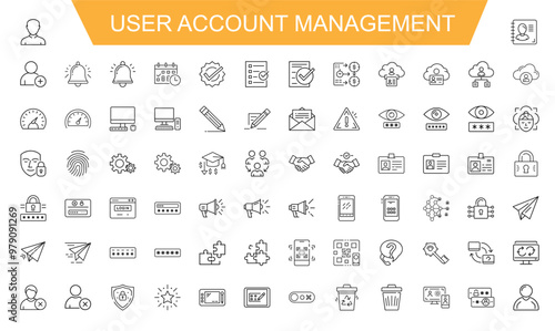 user account management line art icon set