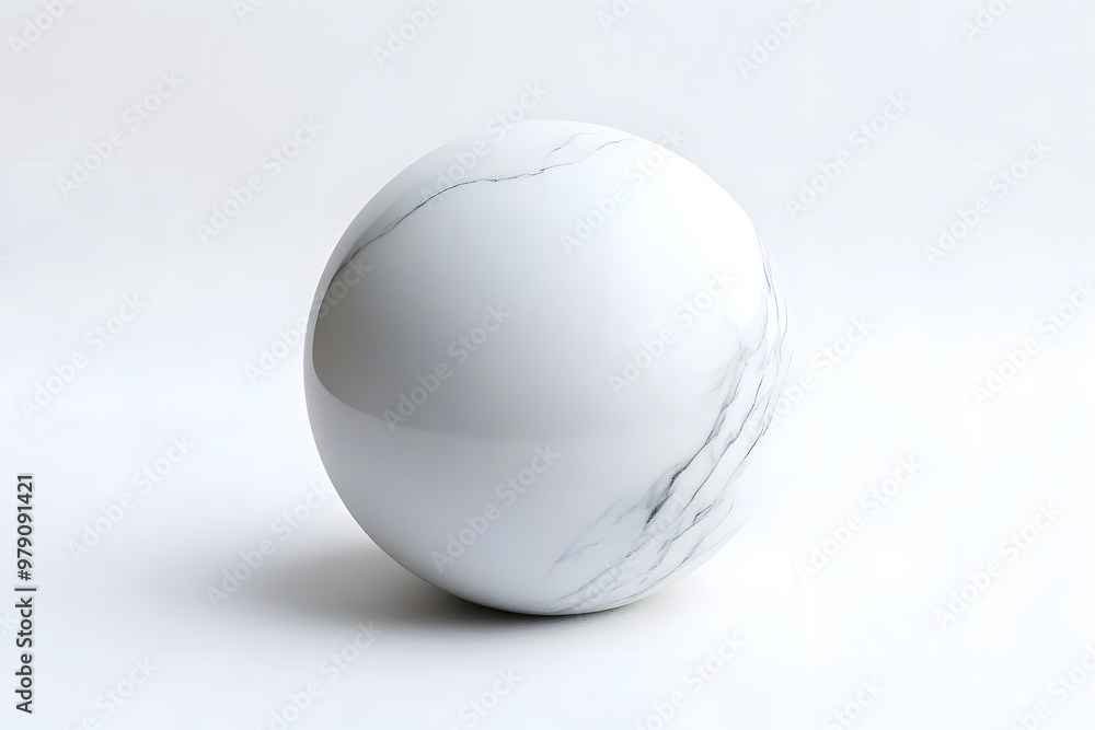 A single white egg, a perfect sphere, rests isolated on a white surface, casting a subtle shadow A single white egg, a perfect sphere, rests isolated on a white surface, casting a subtle shadow