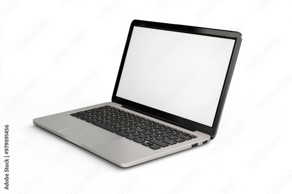 Laptop Mockup on Isolated white background created with Generative AI Laptop Mockup on Isolated white background created with Generative AI