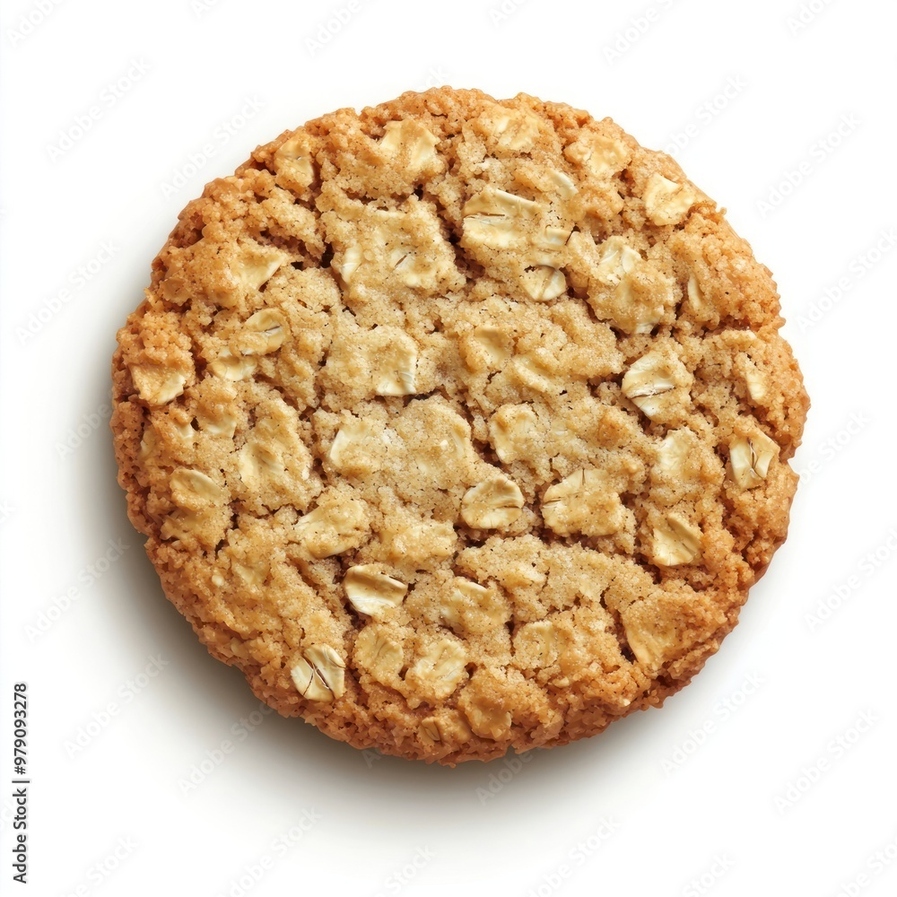 A single oatmeal cookie confectionery breakfast biscuit. A single oatmeal cookie confectionery breakfast biscuit.