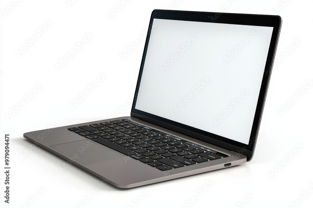 Laptop Mockup on Isolated white background created with Generative AI Laptop Mockup on Isolated white background created with Generative AI