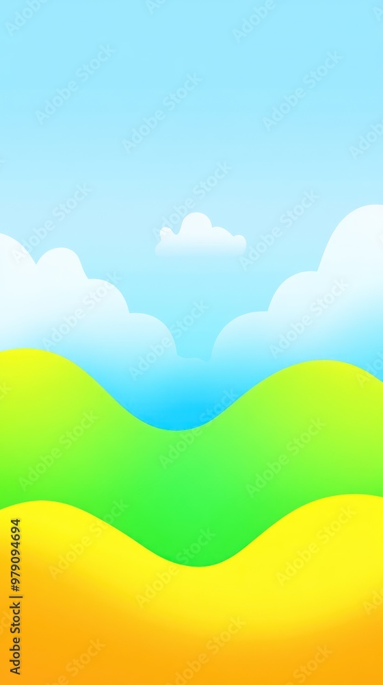 A colorful, abstract landscape with rolling hills and a bright sky. A colorful, abstract landscape with rolling hills and a bright sky.