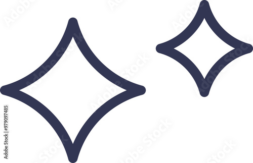 Two star-shaped icons representing sparkle and shine, ideal for adding a touch of magic or highlighting important elements.